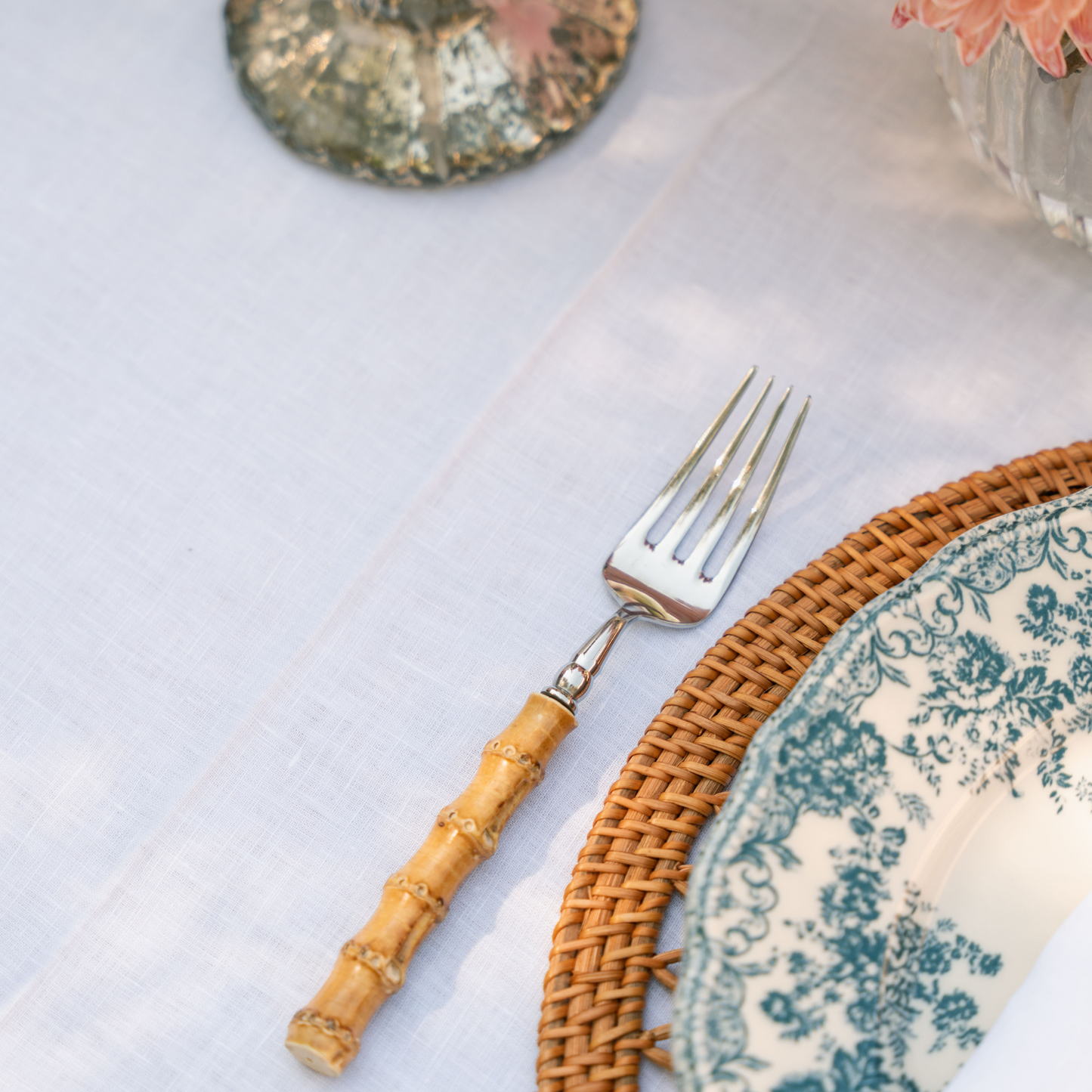 Linen Tablecloth with Hemstitched Edge - White - 6 person table size