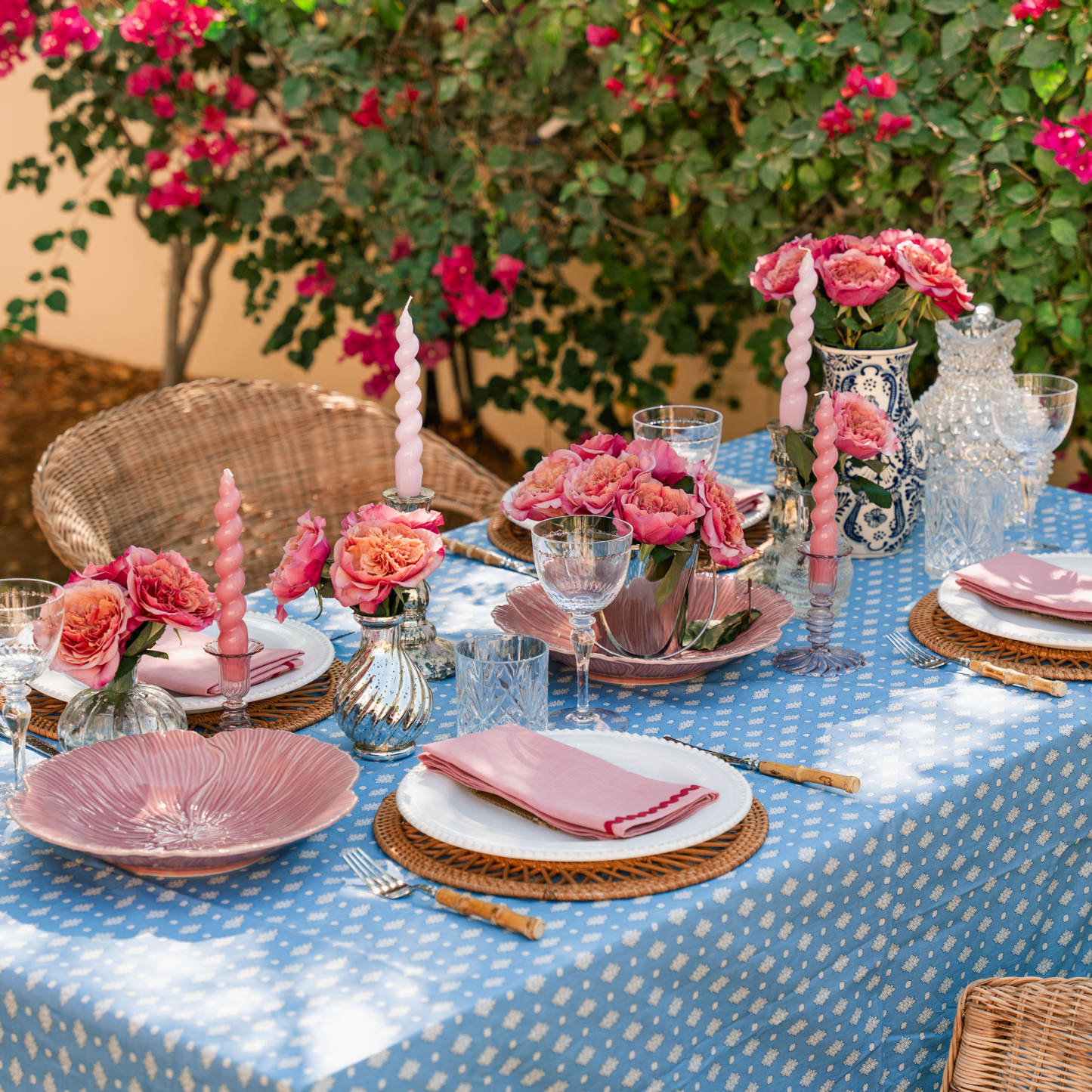 Linen Wave Napkins - Set of 4 - Pink with Raspberry Wave