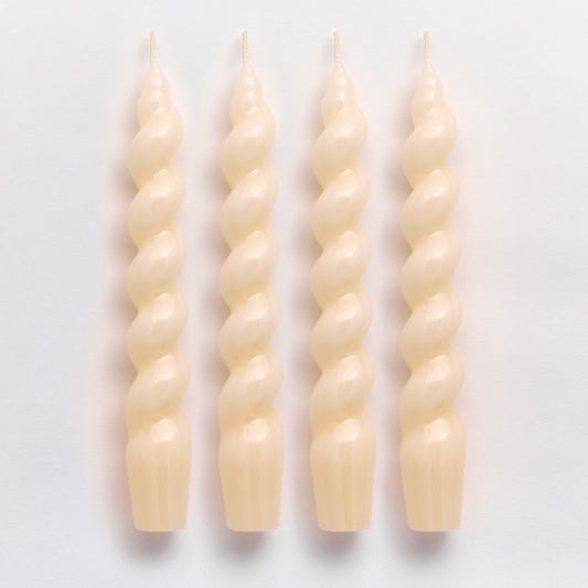 Set of 4 - Spiral Gloss Candles - Rich Cream