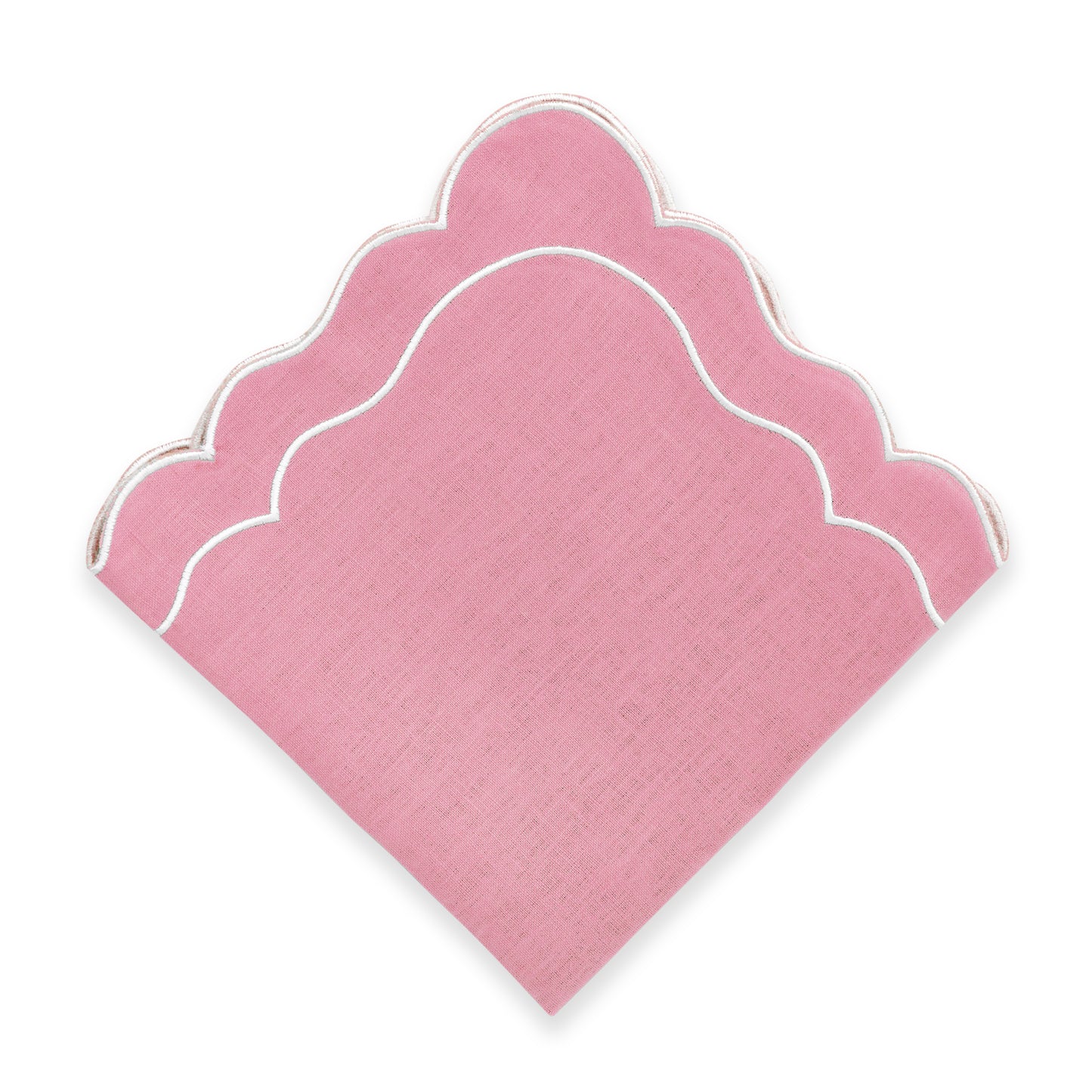 Set of 4 - Linen Scalloped Edged Napkins - Pink