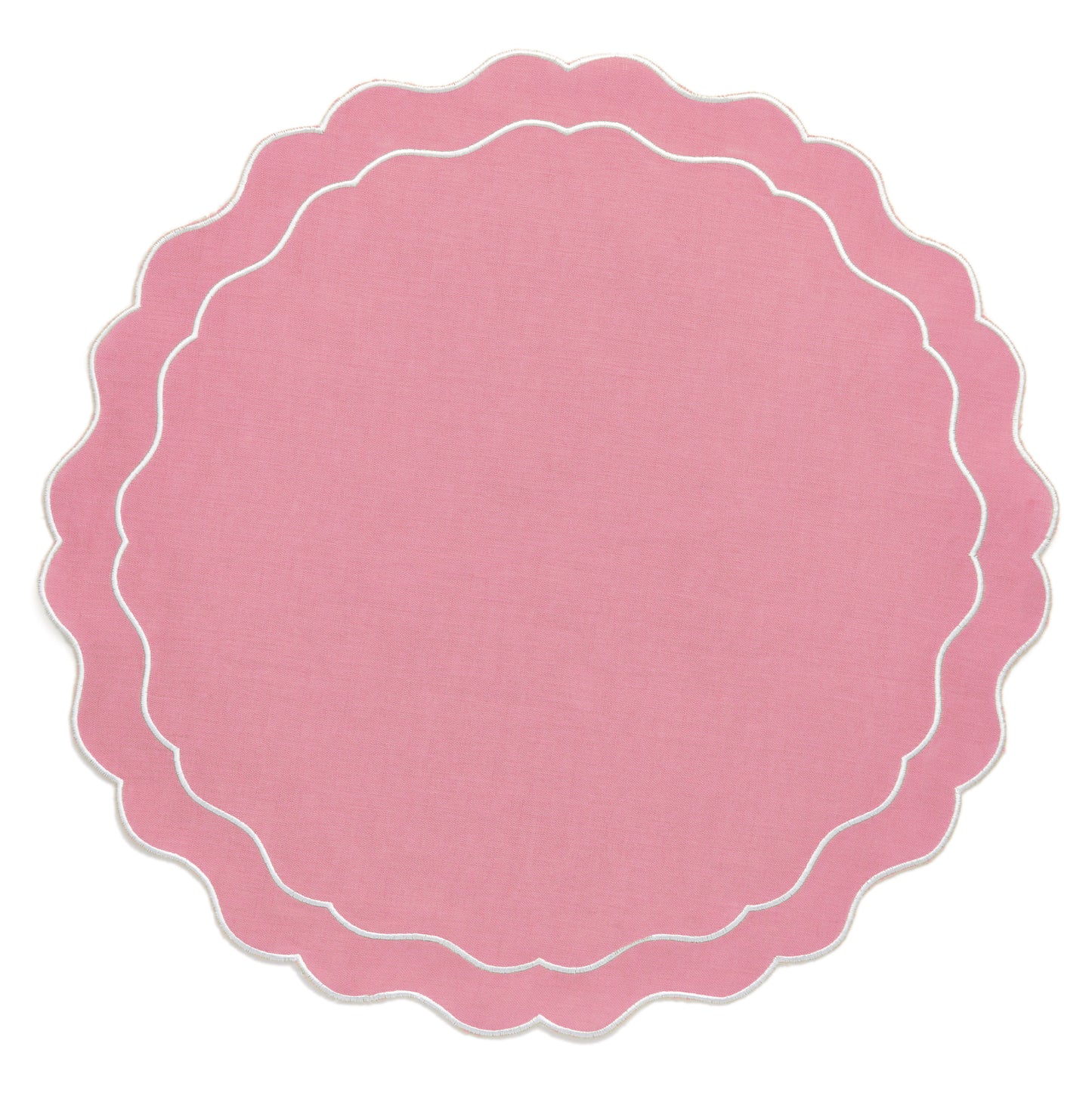 Set of 4 - Linen Scalloped Edged Placemats - Pink