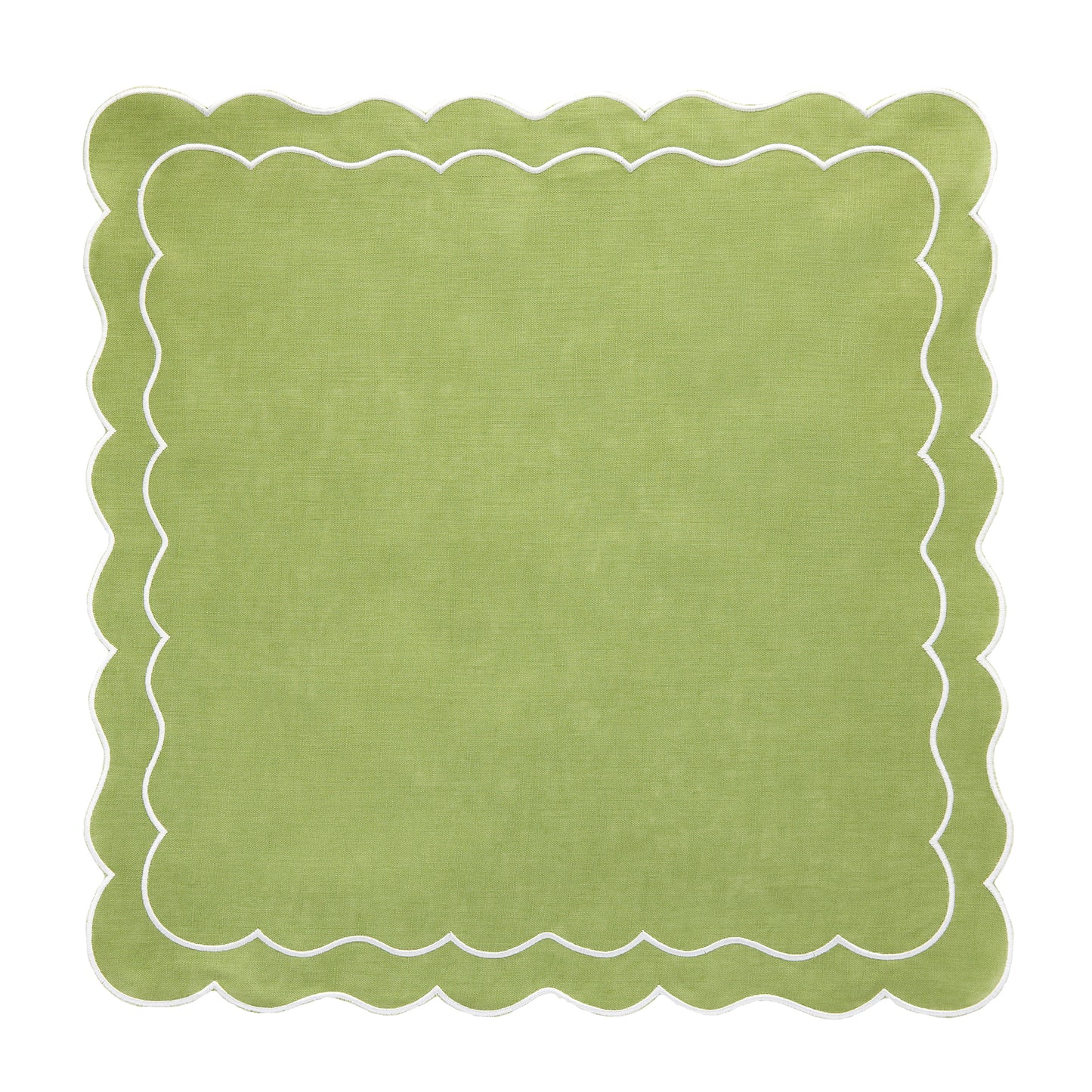 Set of 4 - Linen Scalloped Edged Napkins - Green