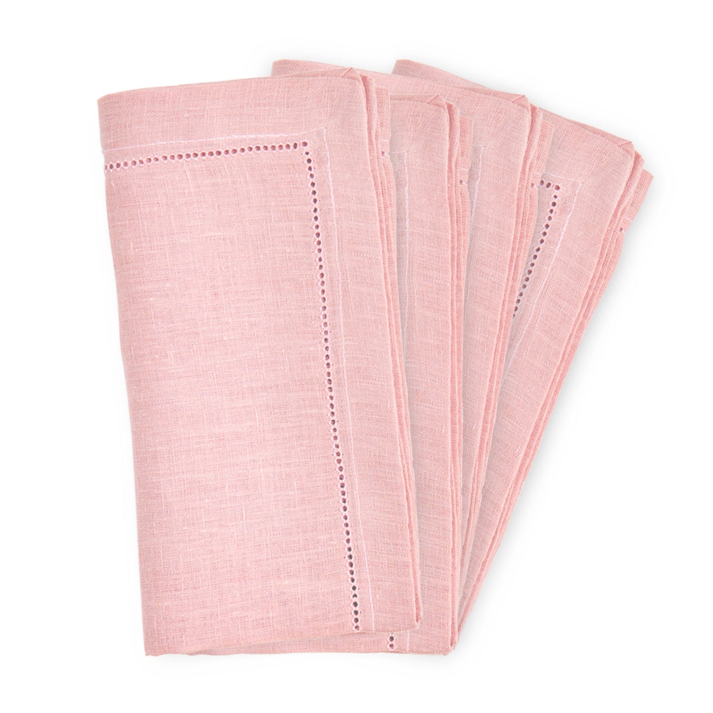Set of 4 - Linen Hemstitched Napkins - Dusty Pink
